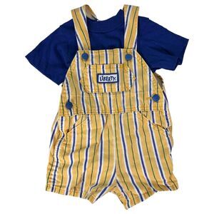 Liberty Denim Vintage Stripe Overalls Matching Shirt Size 24 Months
